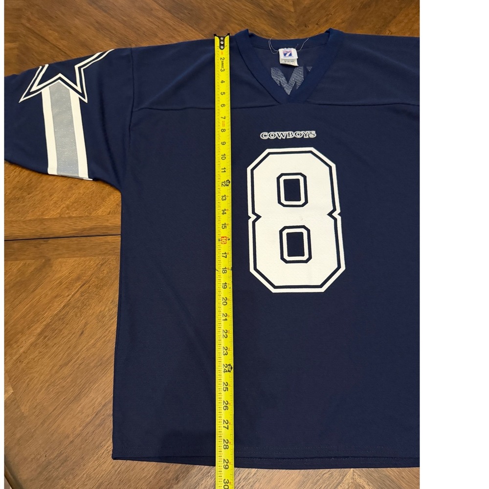 Vintage Dallas Cowboys Troy Aikman Logo 7 Jersey Navy Blue Mens Large NFL #8 - Picture 4 of 5